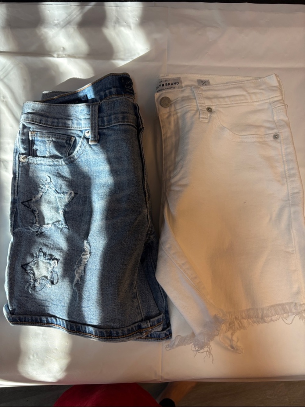 Lucky Brand White Denim Shorts with Branded Button